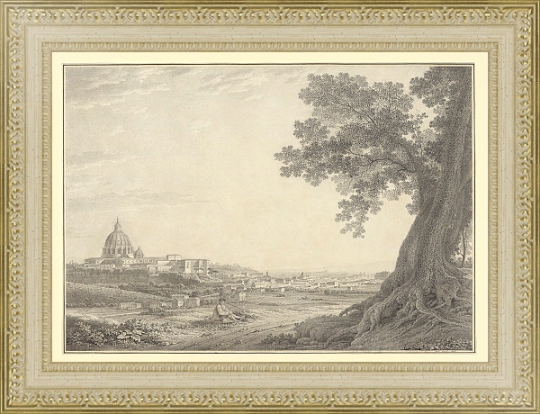 Постер An extensive view of Rome from the Orti della Pineta Sacchetti с типом исполнения Акварель в раме в багетной раме 484.M48.725