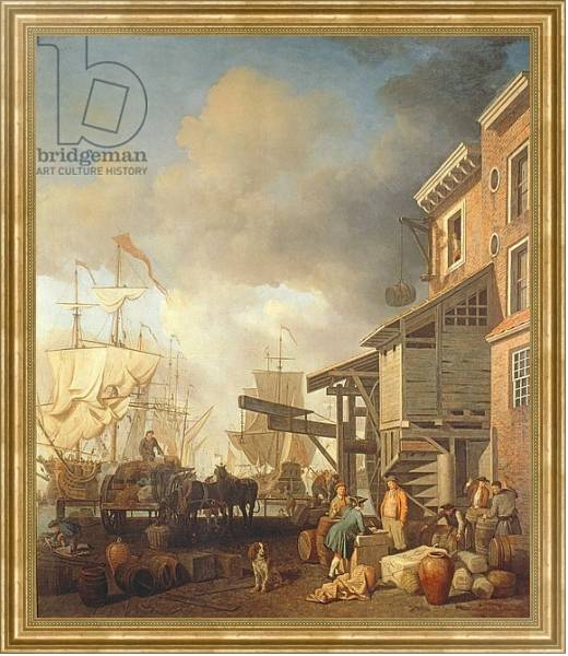 Постер A Thames Wharf, c.1750's с типом исполнения На холсте в раме в багетной раме NA033.1.051