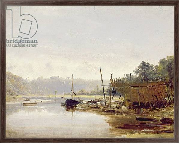 Постер Boat Building near Dinan, Brittany, c.1838 с типом исполнения На холсте в раме в багетной раме 221-02