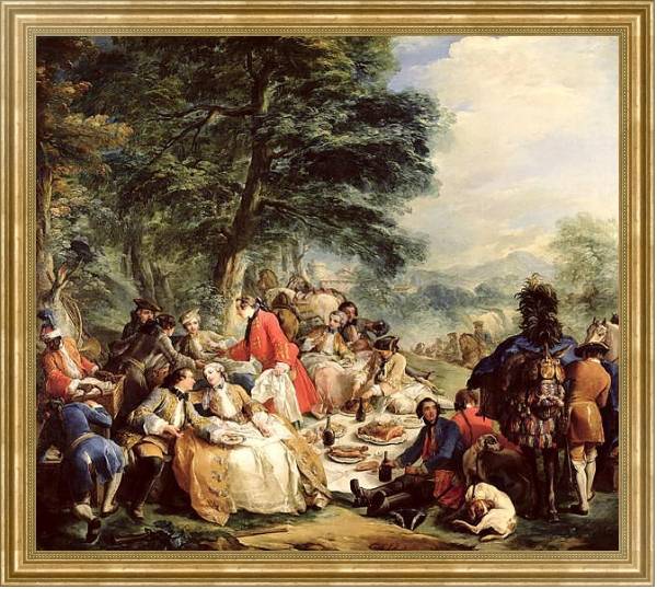 Постер The Hunt Lunch, 1737 с типом исполнения На холсте в раме в багетной раме NA033.1.051