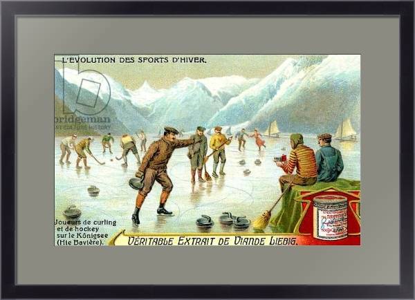 Постер The Evolution of Winter Sports: Curling and hockey с типом исполнения Под стеклом в багетной раме 221-01