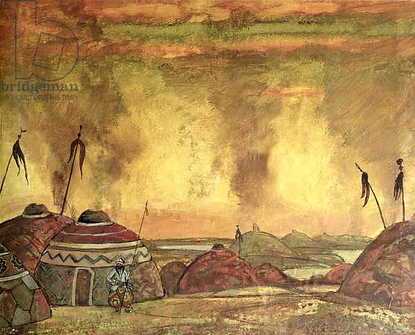 Постер Stage design for Alexander Borodin's opera 'Prince Igor', 1909 с типом исполнения На холсте без рамы