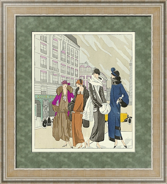 Постер Art – Goût – Beauté, Feuillets de l’ élégance féminine, Janvier 1924, No. 41, 4e Année, p. 11 с типом исполнения Акварель в раме в багетной раме 485.M40.584