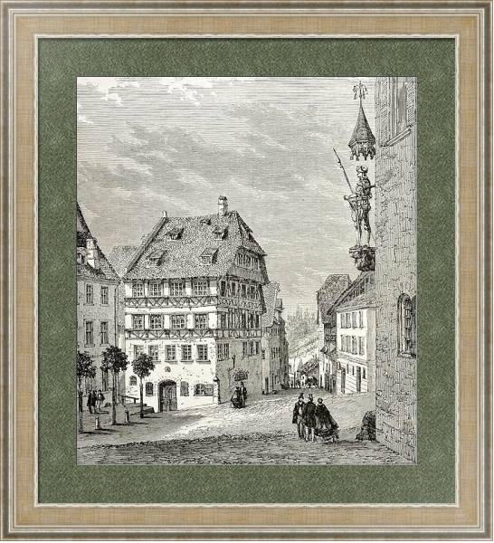 Постер Albrecht Durer house in Nuremberg, Germany. Created by Thrond and Terington, published on Le Tour du с типом исполнения Акварель в раме в багетной раме 485.M40.584