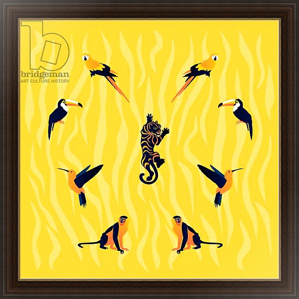 Постер animals-yellow-black с типом исполнения На холсте в раме в багетной раме 1.023.151
