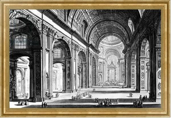 Постер View of the interior of St. Peter's Basilica, from the 'Views of Rome' series, c.1760 с типом исполнения На холсте в раме в багетной раме NA033.1.051