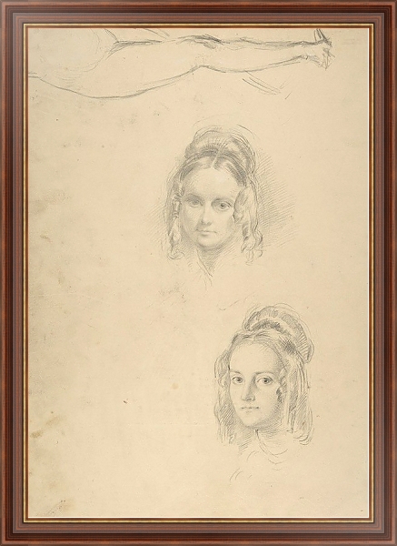 Постер Two Portrait Studies of the Artist’s Wife, and a Study of a Leg and Torso с типом исполнения На холсте в раме в багетной раме 35-M719P-83
