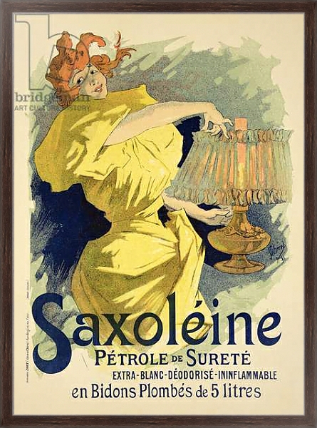 Постер Reproduction of a poster advertising 'Saxoleine', safe parrafin oil, 1896 с типом исполнения На холсте в раме в багетной раме 221-02