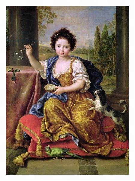 Постер Marie-Anne de Bourbon Mademoiselle de Blois, Blowing Soap Bubbles с типом исполнения На холсте в раме в багетной раме 221-03