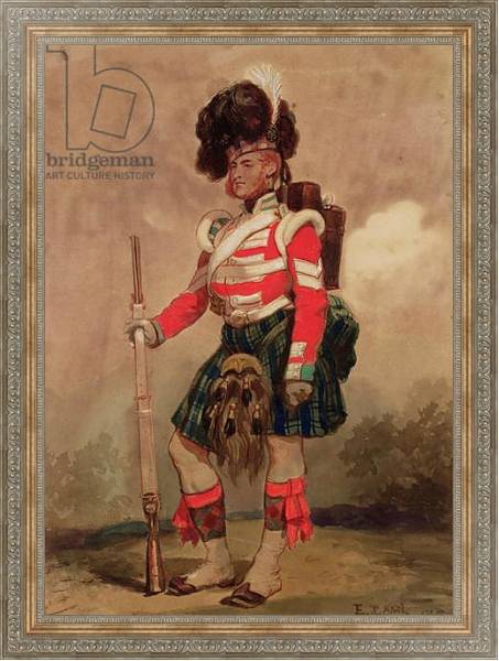 Постер A Soldier of the 79th Highlanders at Chobham Camp in 1853 с типом исполнения На холсте в раме в багетной раме 484.M48.310
