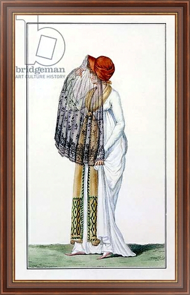 Постер Ladies' day dress with veil from Journal des Dames, 1799 с типом исполнения На холсте в раме в багетной раме 35-M719P-83