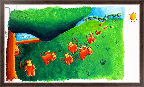 Постер Monkeys leaving tree, 2002 с типом исполнения На холсте в раме в багетной раме 221-02