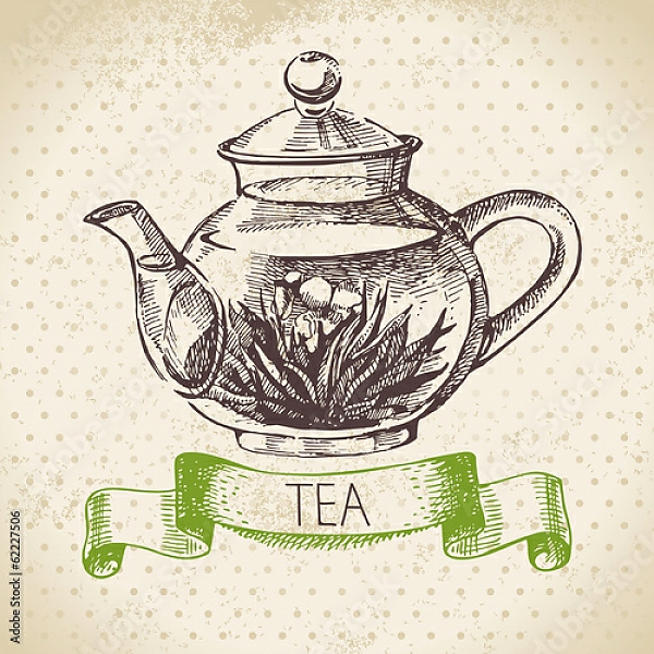 Постер Иллюстрация с чайником с типом исполнения На холсте без рамы
