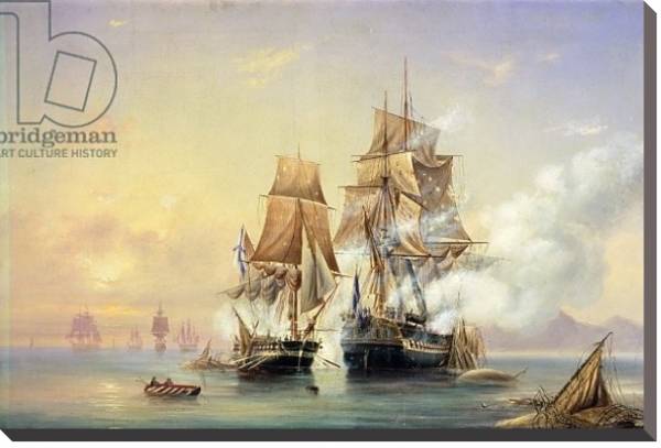 Постер The Russian Cutter Mercury captures the Swedish frigate Venus on 21st May 1789, 1845 с типом исполнения На холсте без рамы