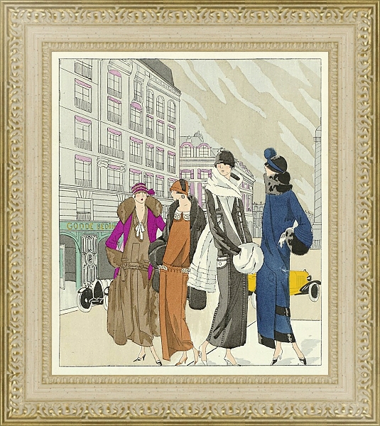 Постер Art – Goût – Beauté, Feuillets de l’ élégance féminine, Janvier 1924, No. 41, 4e Année, p. 11 с типом исполнения Акварель в раме в багетной раме 484.M48.725