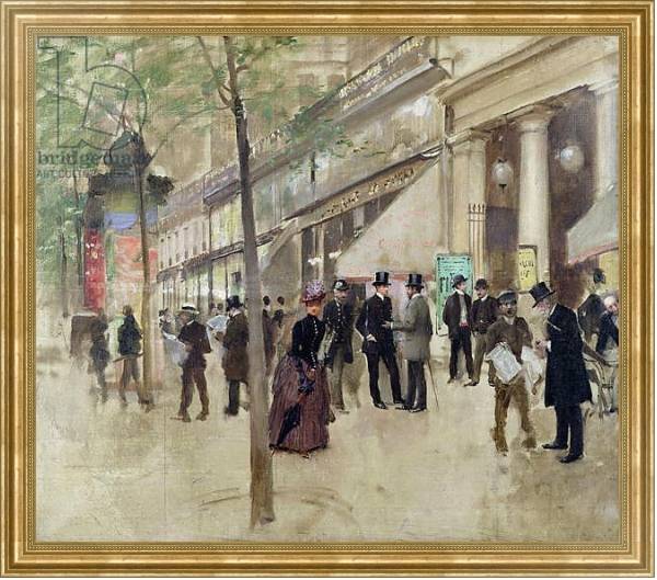 Постер The Boulevard Montmartre and the Theatre des Varietes, c.1886 с типом исполнения На холсте в раме в багетной раме NA033.1.051