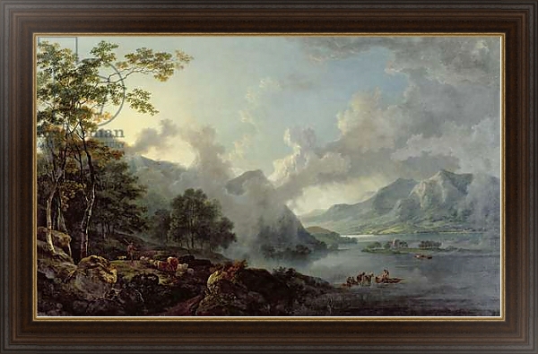 Постер View of Windermere Lake, Early Morning, 1781 с типом исполнения На холсте в раме в багетной раме 1.023.151