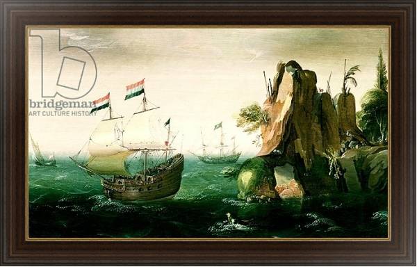 Постер A Dutch Merchant Ship off a Rocky Coast с типом исполнения На холсте в раме в багетной раме 1.023.151