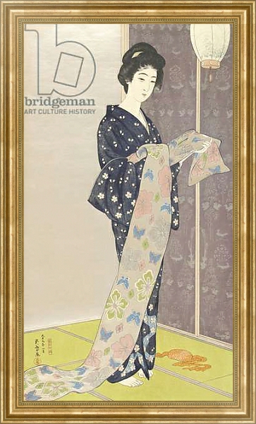 Постер Young woman in a summer kimono,1920 с типом исполнения На холсте в раме в багетной раме NA033.1.051