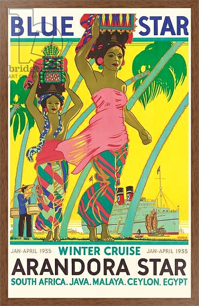 Постер Poster advertising the cruise ship 'Arandora Star', by the shipping company Blue Star Line, 1935 с типом исполнения На холсте в раме в багетной раме 1727.4310