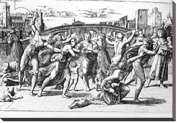 Постер The Massacre of the Innocents, engraved by Marcantonio Raimondi с типом исполнения На холсте без рамы