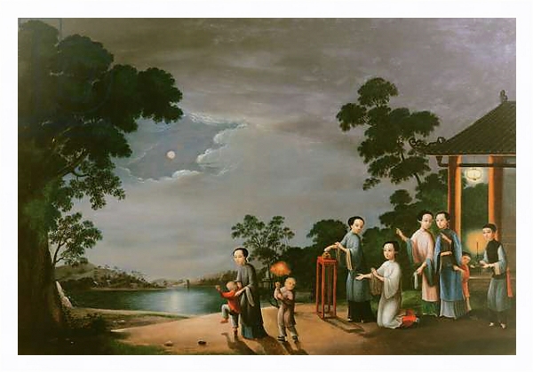 Постер Mid-Autumn Moon Festival, c.1800 с типом исполнения На холсте в раме в багетной раме 221-03
