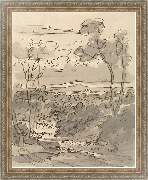 Постер Trees and Hilly Landscape с типом исполнения На холсте в раме в багетной раме 484.M48.310