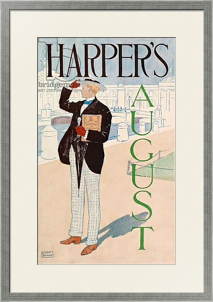 Постер Poster advertising Harper's New Monthly Magazine, August 1893 с типом исполнения Под стеклом в багетной раме 1727.2510