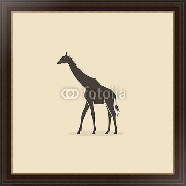 Постер Силуэт жирафа с типом исполнения На холсте в раме в багетной раме 1.023.151