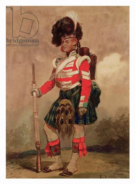 Постер A Soldier of the 79th Highlanders at Chobham Camp in 1853 с типом исполнения На холсте в раме в багетной раме 221-03