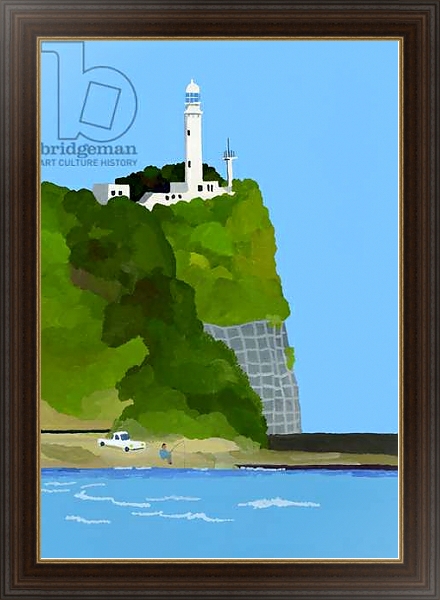 Постер Lighthouse, car and fishing с типом исполнения На холсте в раме в багетной раме 1.023.151