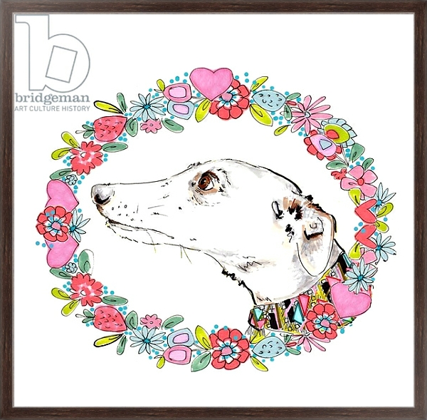 Постер Silvertips Greyhound With Floral Border, 2012 с типом исполнения На холсте в раме в багетной раме 221-02