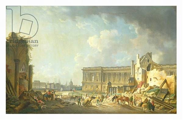 Постер Clearing the Colonnade of the Louvre, 1764 с типом исполнения На холсте в раме в багетной раме 221-03