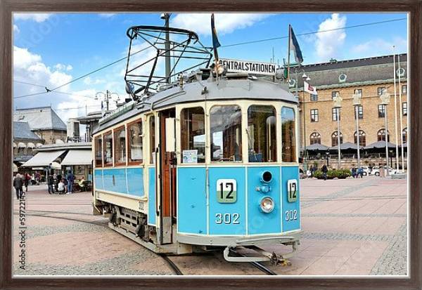 Постер исторический трамвай в Гётеборге, Швеция с типом исполнения На холсте в раме в багетной раме 221-02