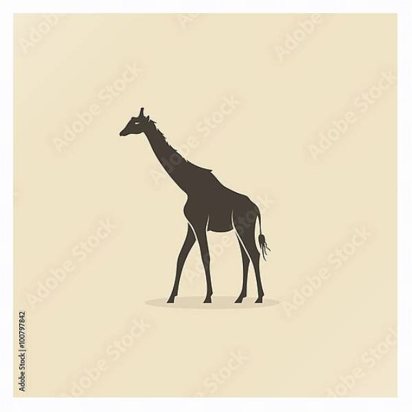 Постер Силуэт жирафа с типом исполнения На холсте в раме в багетной раме 221-03