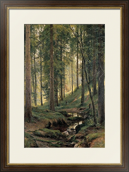 Постер Ручей в лесу 2 с типом исполнения Под стеклом в багетной раме 1.023.036