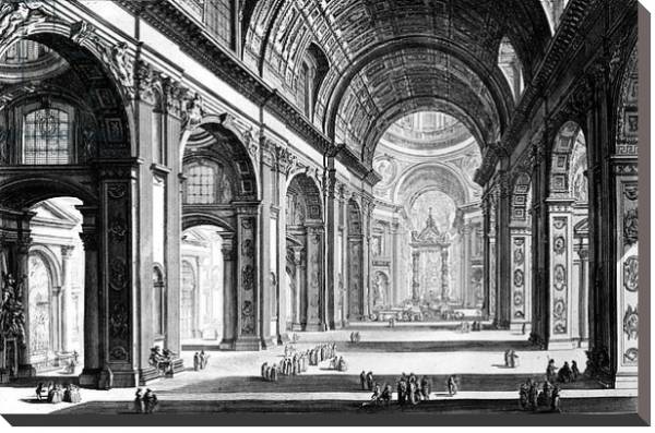 Постер View of the interior of St. Peter's Basilica, from the 'Views of Rome' series, c.1760 с типом исполнения На холсте без рамы