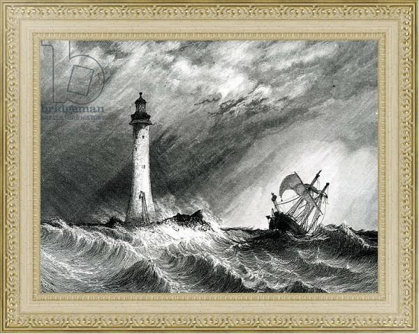 Постер Eddystone Lighthouse, print made by W.B. Cooke, 1836 с типом исполнения Акварель в раме в багетной раме 484.M48.725