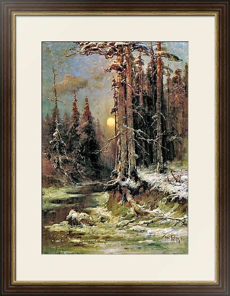 Постер Закат солнца зимой. 1897 с типом исполнения Под стеклом в багетной раме 1.023.036
