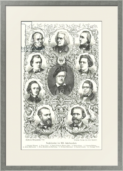 Постер Composers of the 19th Century с типом исполнения Под стеклом в багетной раме 1727.2510