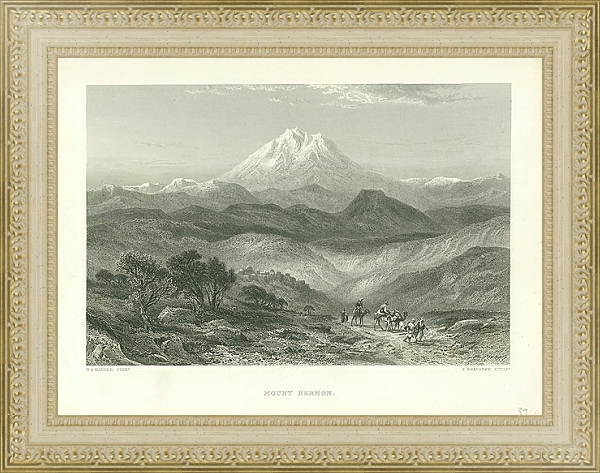 Постер Гора Хермон с типом исполнения Акварель в раме в багетной раме 484.M48.725