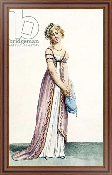 Постер A simply designed lady's ball dress, illustration from 'Journal des Dames et des Modes', 1799 с типом исполнения На холсте в раме в багетной раме 35-M719P-83
