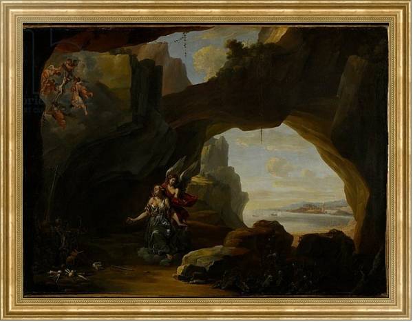 Постер The Magdalen in a Cave, c.1650 с типом исполнения На холсте в раме в багетной раме NA033.1.051