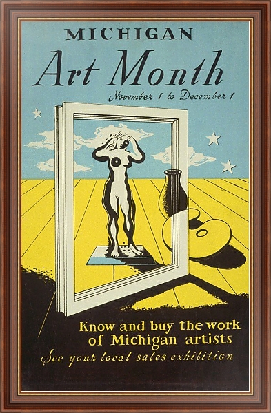 Постер Michigan art month с типом исполнения На холсте в раме в багетной раме 35-M719P-83