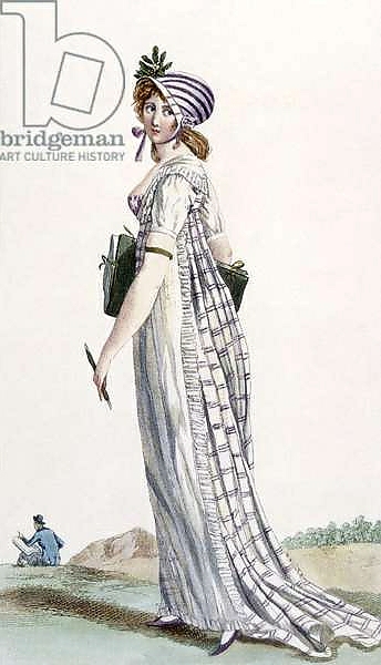 Постер Ladies Walking Dress, illustration from 'Journal des Dames et des Modes', 1800 с типом исполнения На холсте без рамы