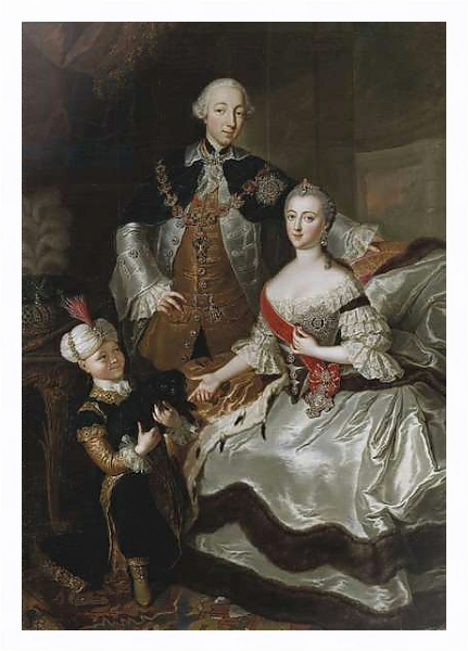 Постер Peter III and Catherine II of Russia with a page c.1756 с типом исполнения На холсте в раме в багетной раме 221-03