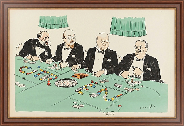 Постер quatre personnages au casino с типом исполнения На холсте в раме в багетной раме 35-M719P-83