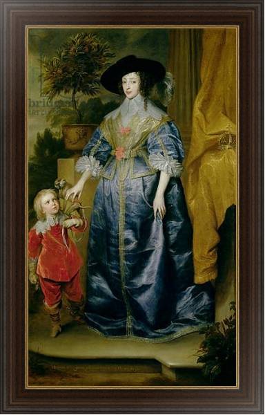 Постер Queen Henrietta Maria and her dwarf Sir Jeffrey Hudson, c.1633 с типом исполнения На холсте в раме в багетной раме 1.023.151