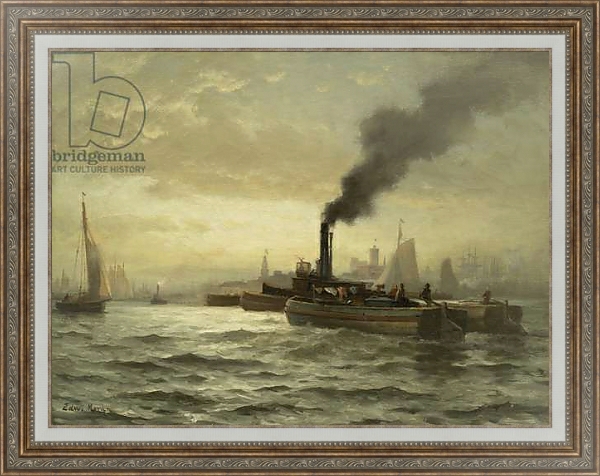 Постер New York Harbor, N.Y.C, 1880 с типом исполнения На холсте в раме в багетной раме 595.M52.330