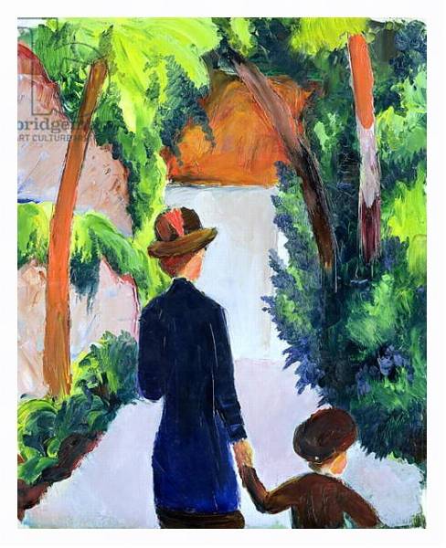 Постер Mother and Child in the Park, 1914 с типом исполнения На холсте в раме в багетной раме 221-03